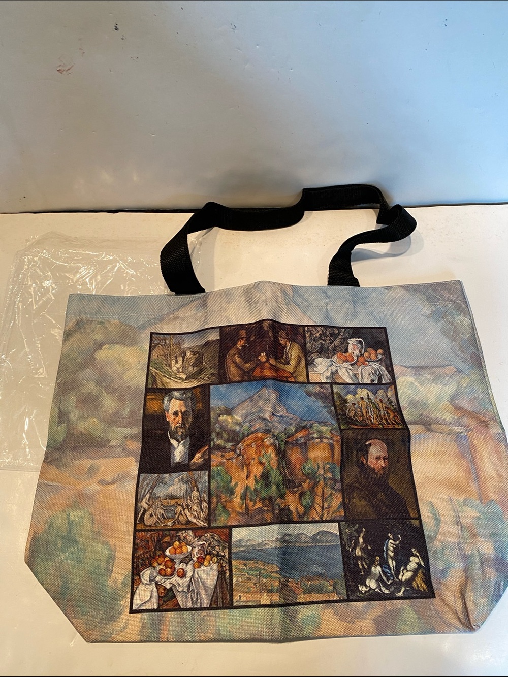 NIP Canvas Tote Bag Featuring Collage of Famous Paul Cezanne Paintings